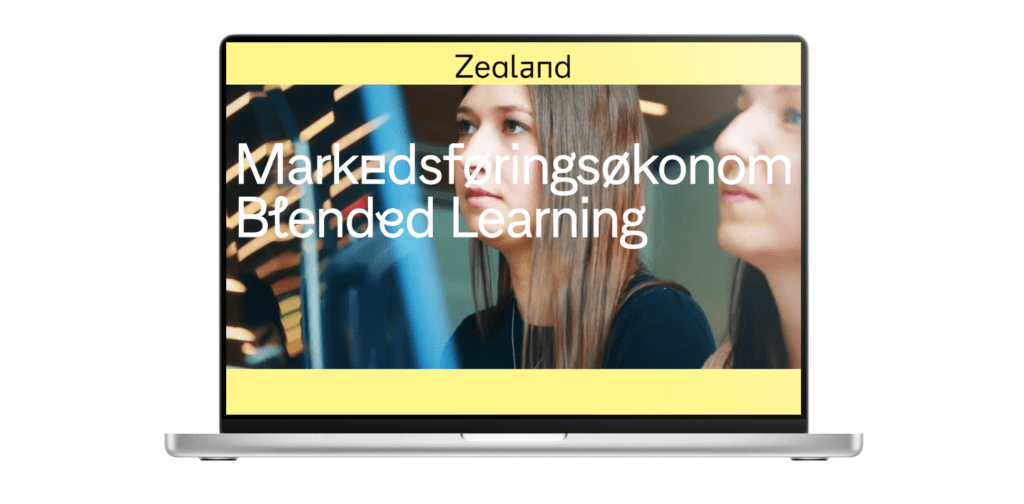 Laptop med Zealand's markedsføringsøkonom Blended Learning uddannelsesprogram.