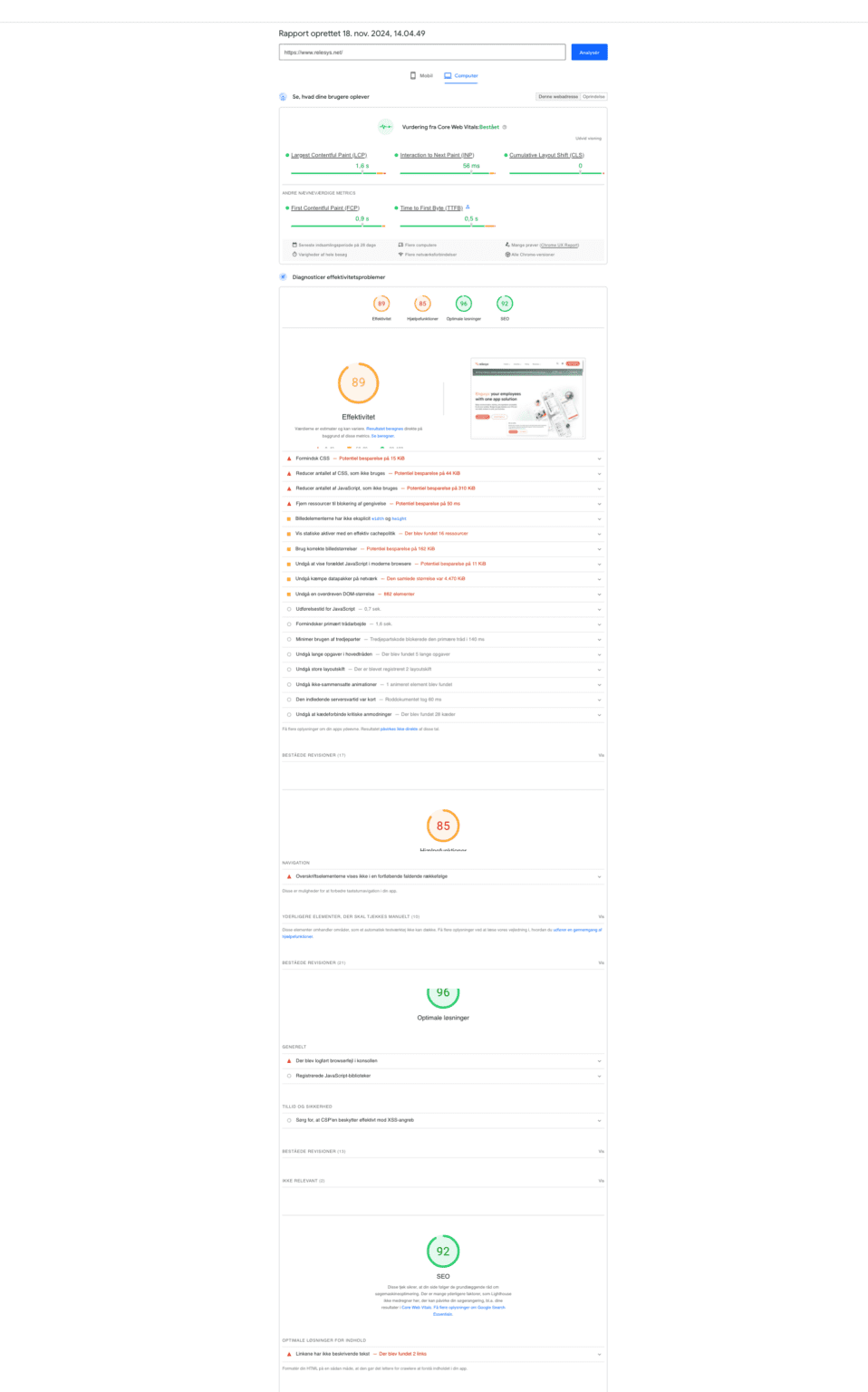 Pagespeed.web.dev relesys computer SEO